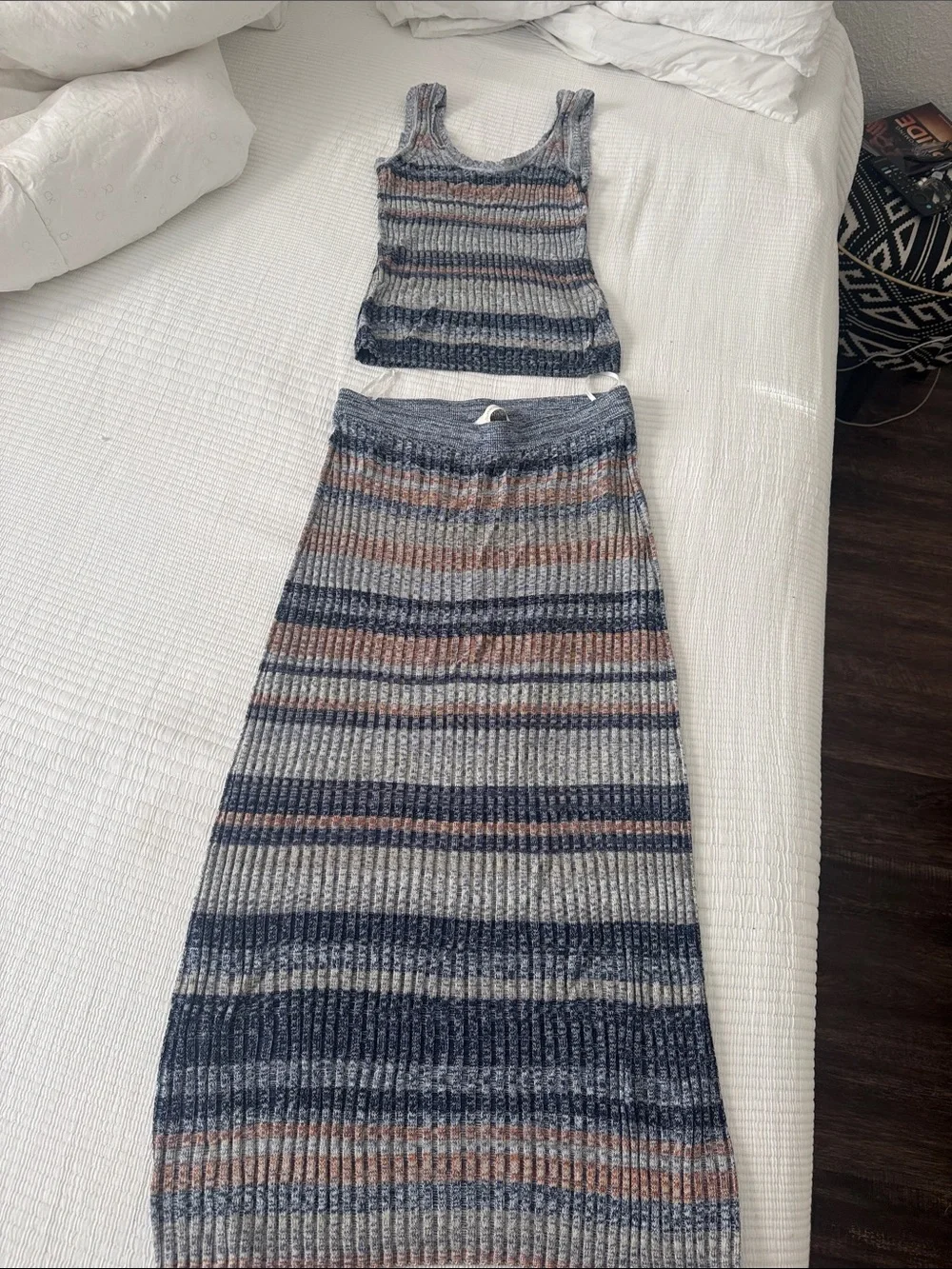 Zimmermann Blue, White & Brown Striped Knit Set